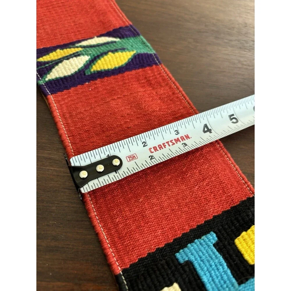 Vintage Women's 4 inch Belt Handcrafted Guatemalan Woven Leather Folk Belt Boho